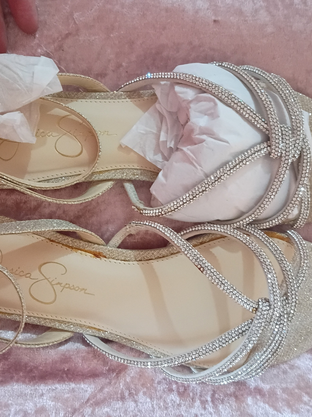 Jessica Simpson Silver Crystal Strappy Women's Sandals 9.5 New In Box